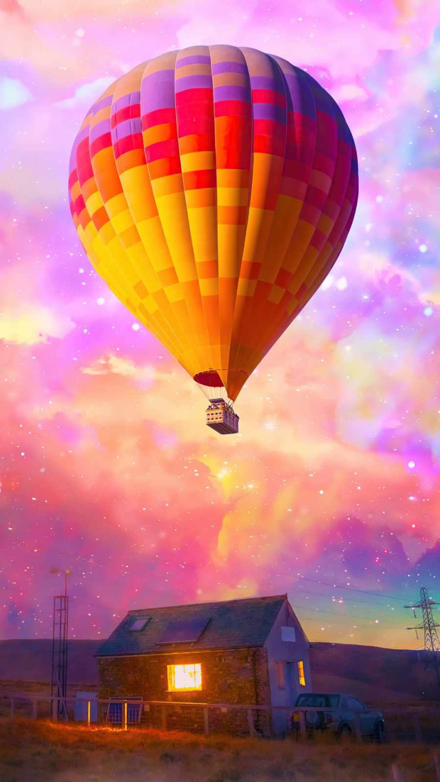 Hot Air Balloon Flying IPhone Wallpaper  IPhone Wallpapers