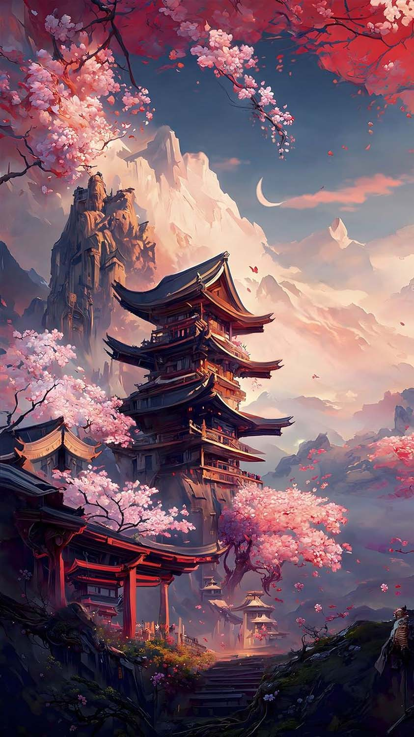 Temple Between Sakura Trees IPhone Wallpaper HD  IPhone Wallpapers