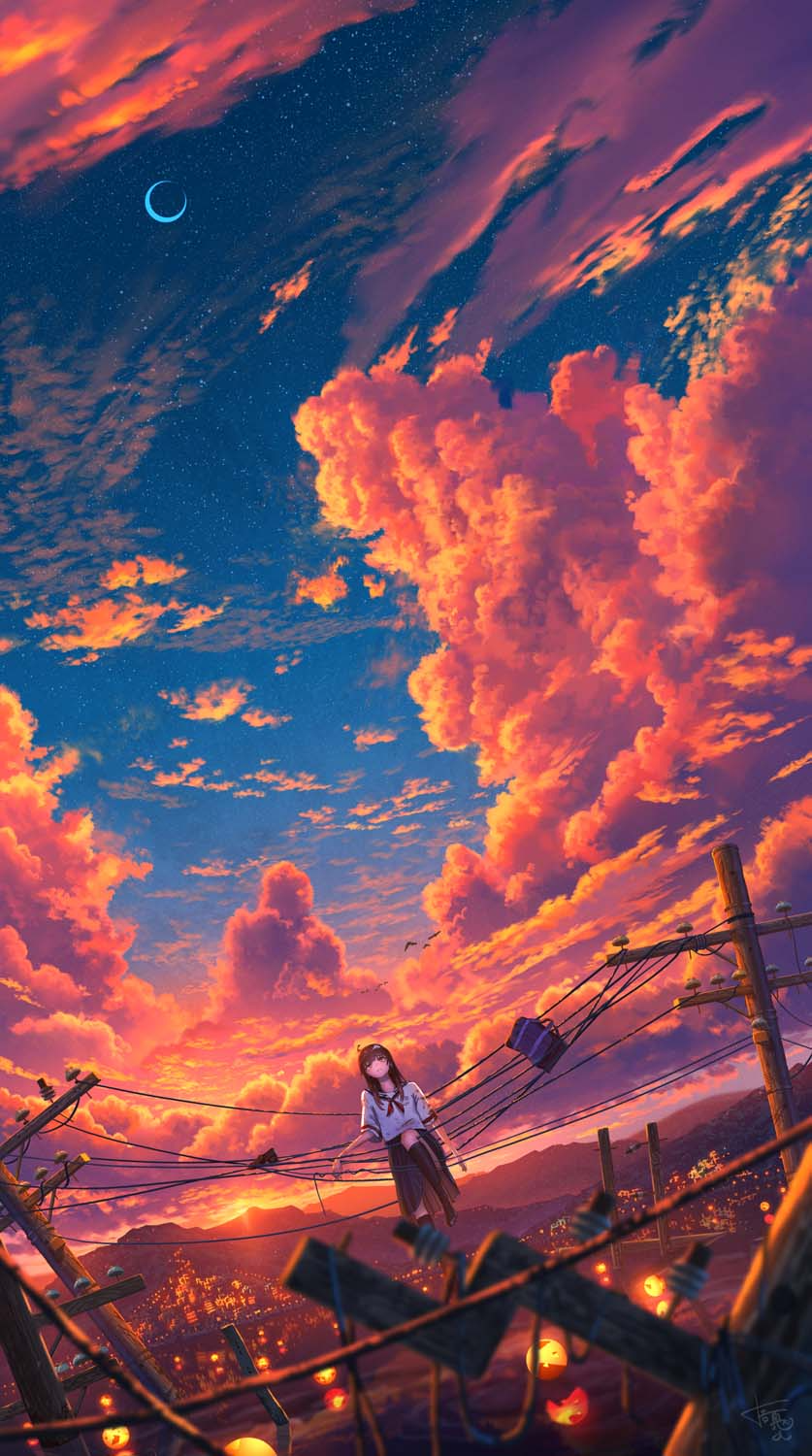 Download wallpaper 1600x900 sunset pathway anime girl original 169  widescreen 1600x900 hd background 7311