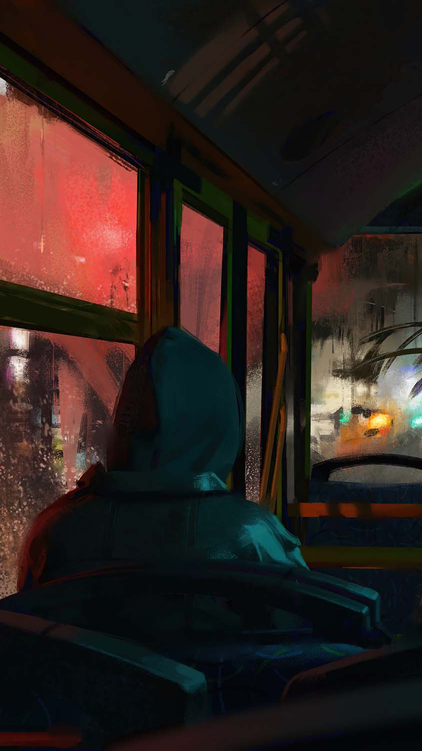 Hoodie Men In Rainy Bus IPhone Wallpaper HD  IPhone Wallpapers