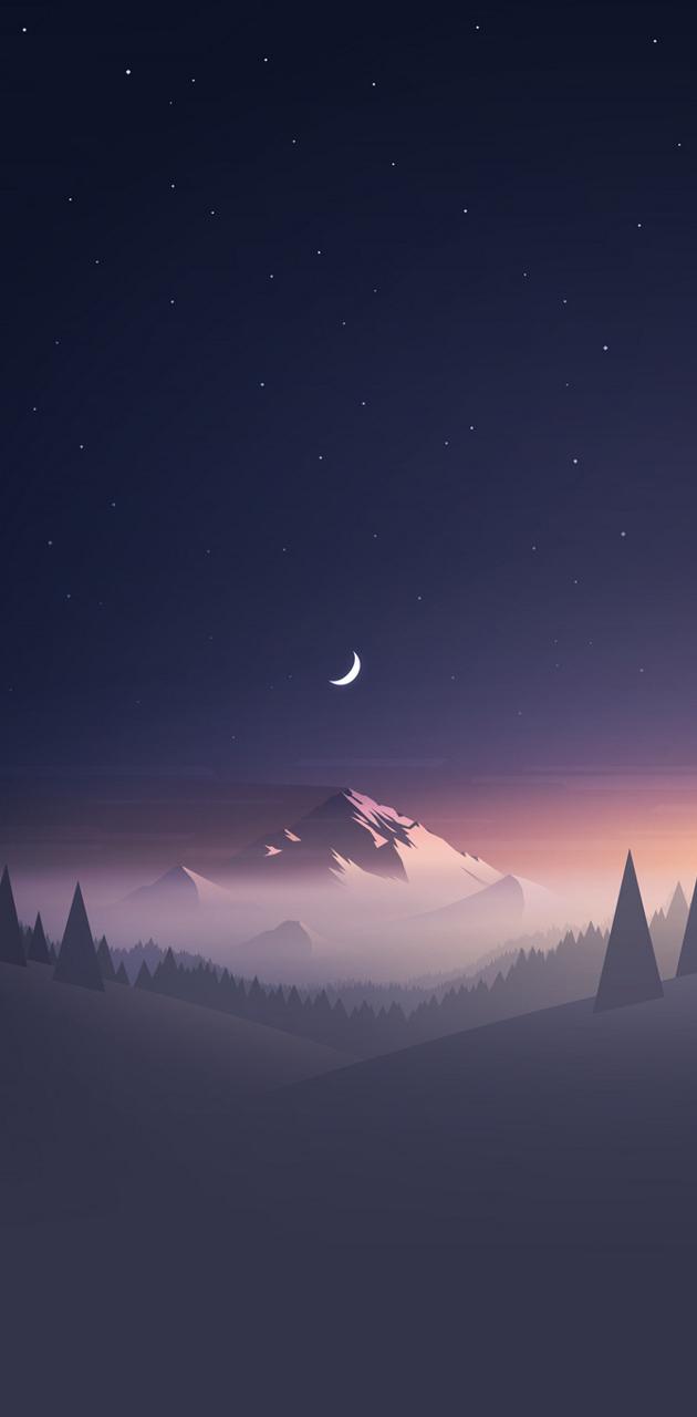 Moon and mountain