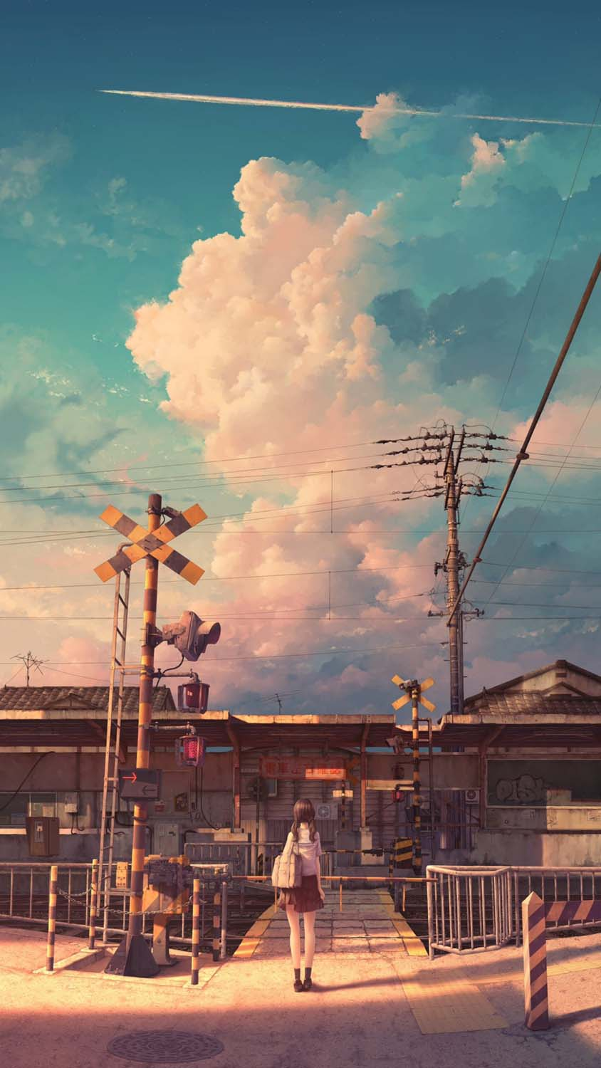 Cat Sunset City Scenery Anime Art 4K Wallpaper iPhone HD Phone 860i