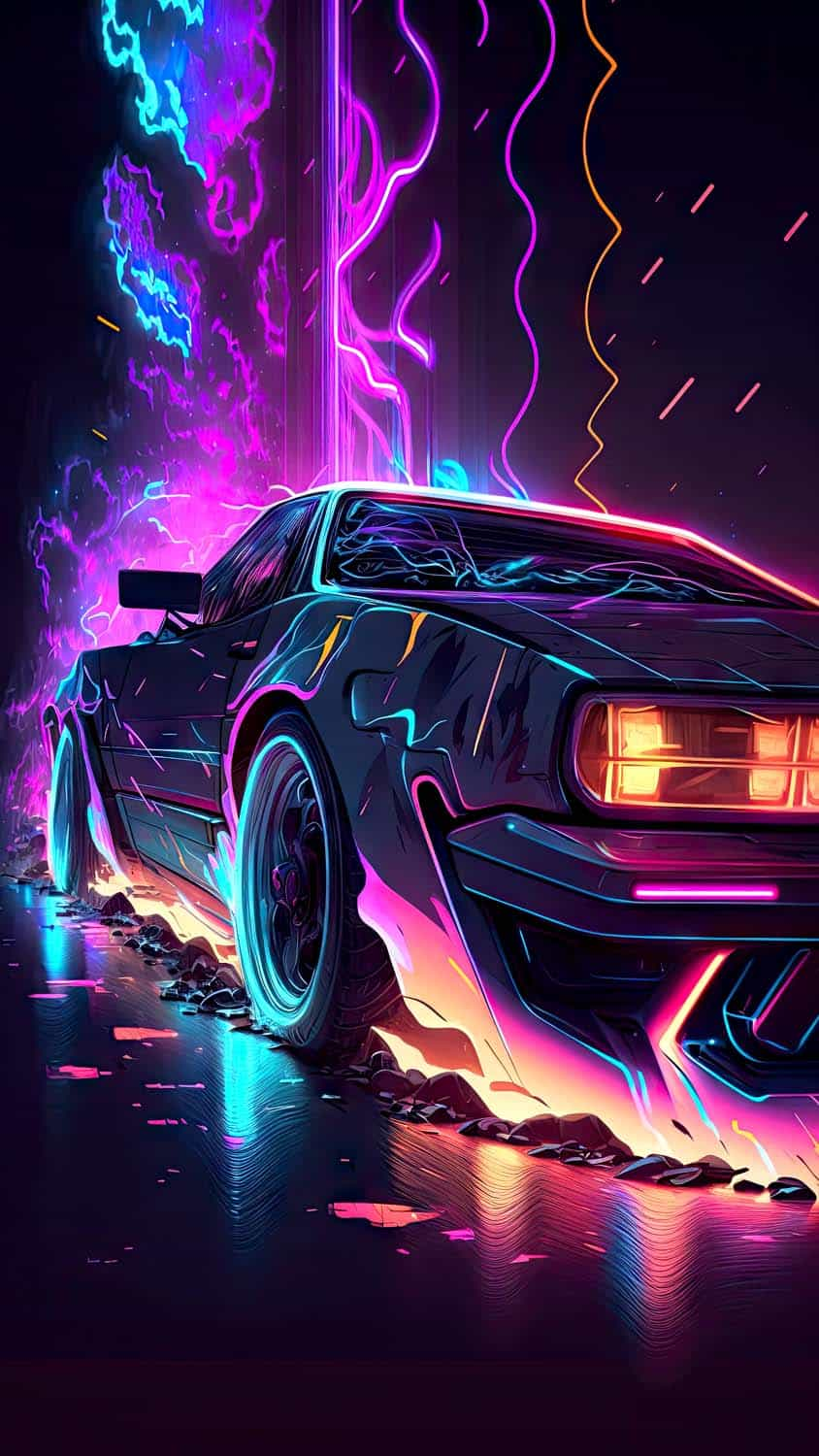 Neon Retro Car