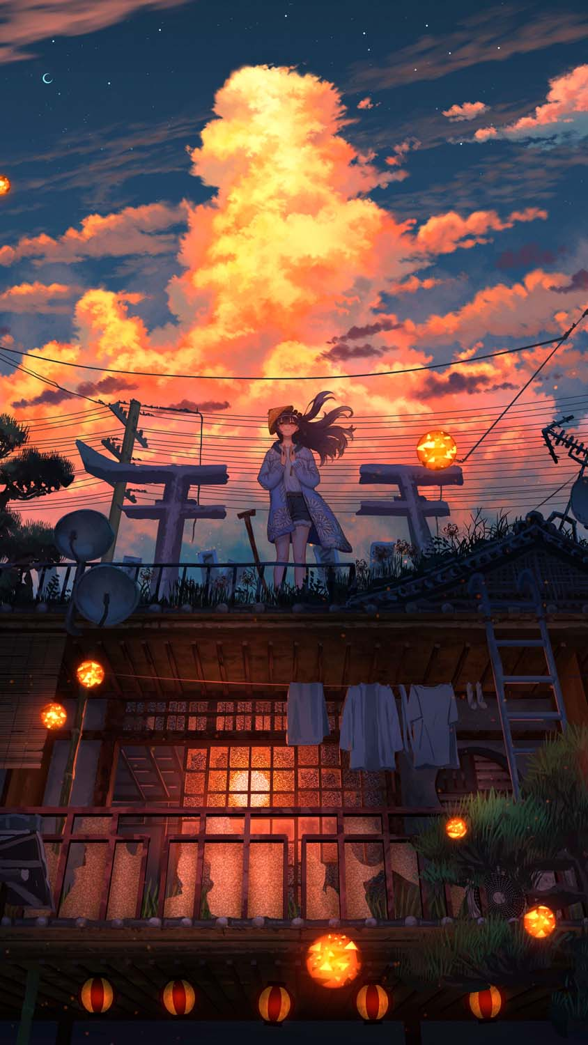 4K Wallpaper for PC  Artwork Clouds Rocks Anime Sky