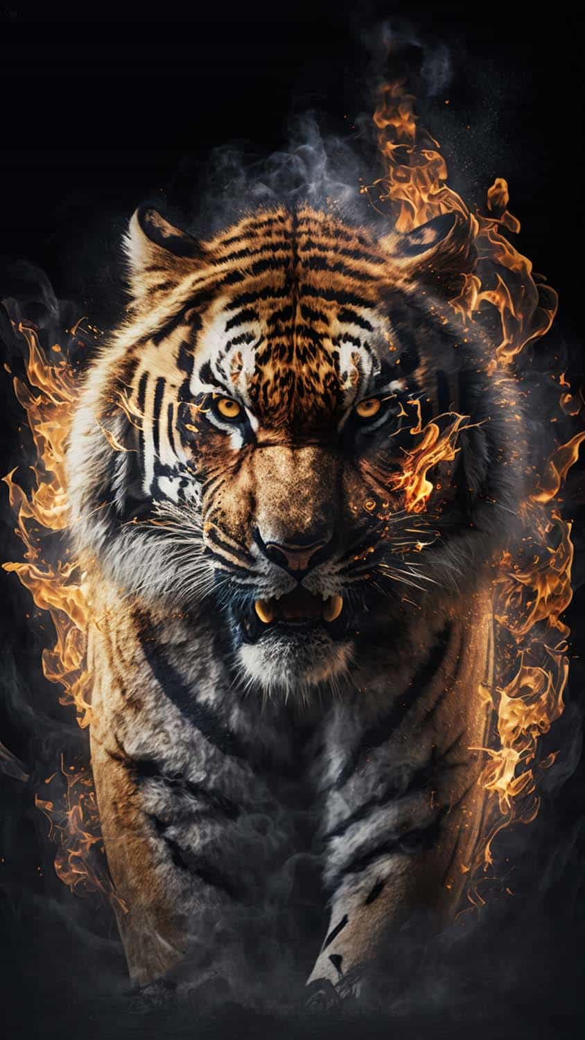Tiger Fire 4K Wallpaper Download  MOONAZ