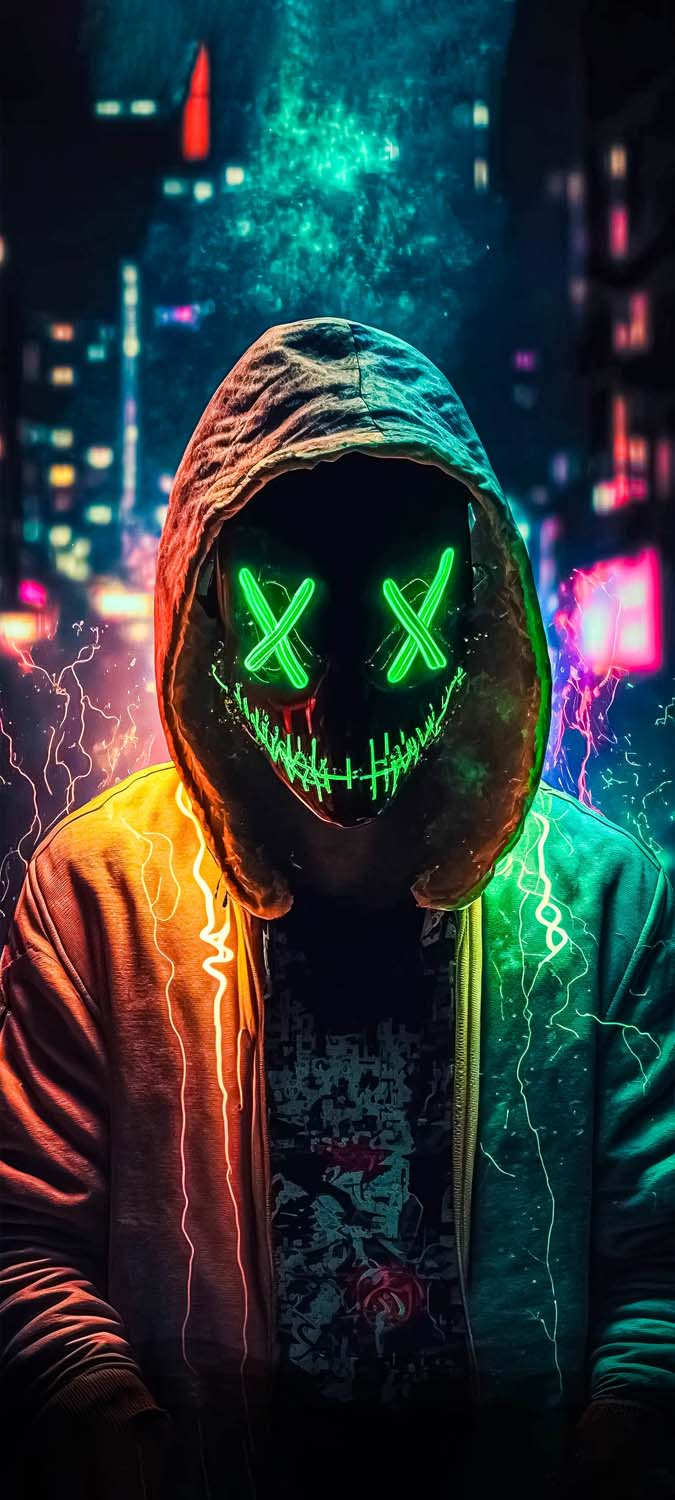 Hacker neon mask Wallpapers Download | MobCup