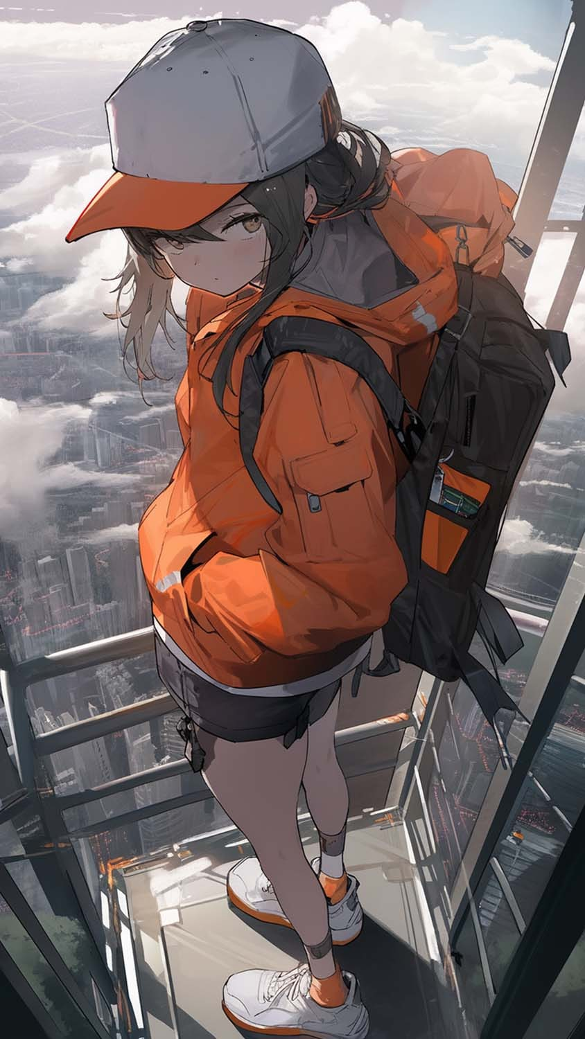 Anime Girl On Top City View