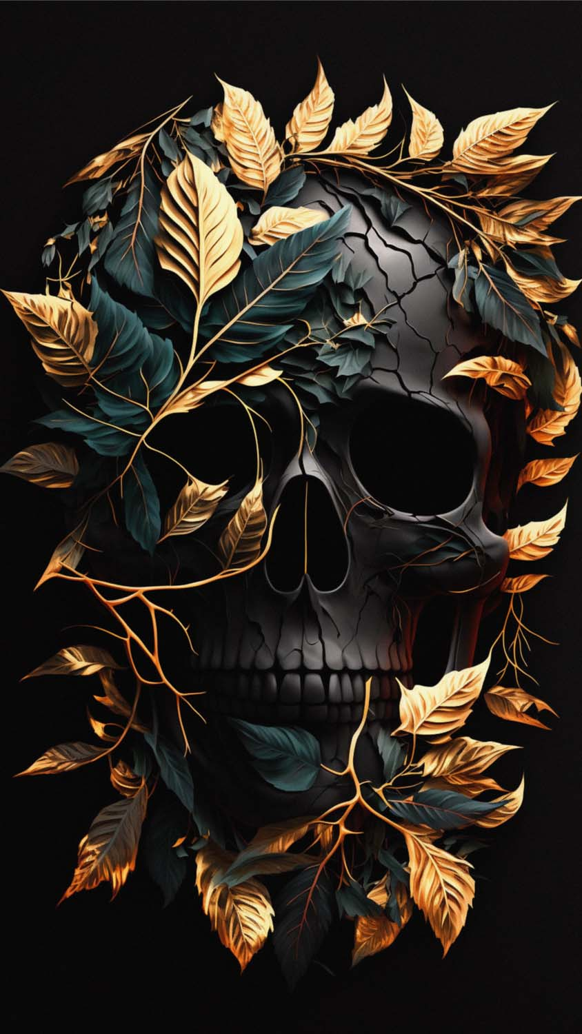 Golden Leaf Skull