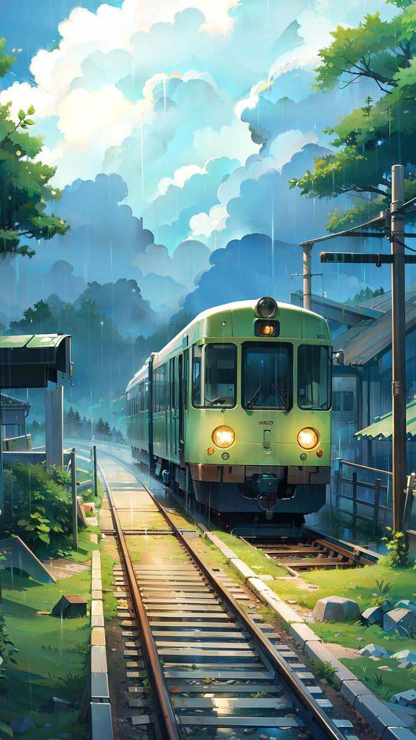 HD wallpaper: clouds, headphones, anime, train, anime girls, sunset,  digital art | Wallpaper Flare