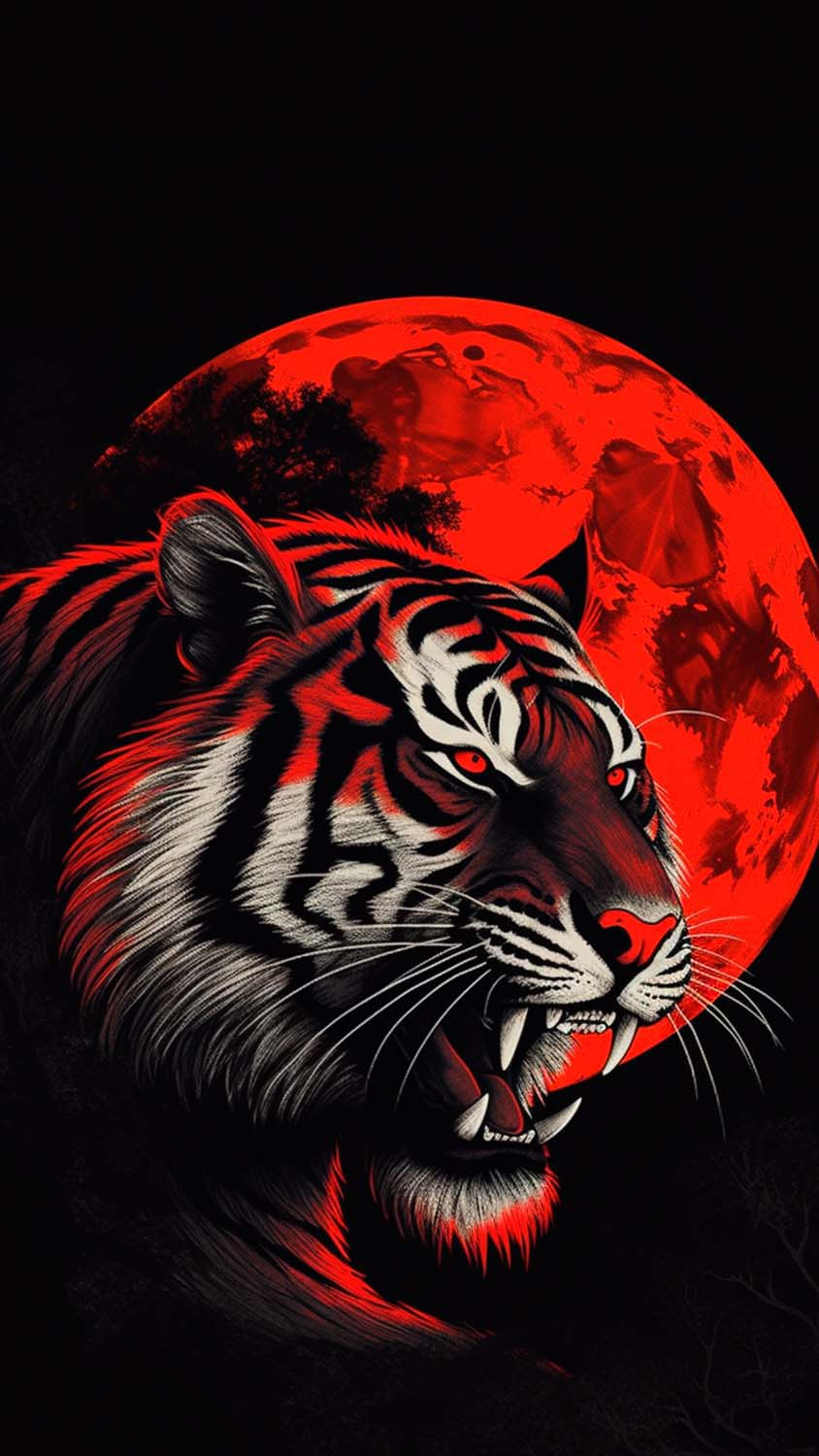 Red Moon Tiger iPhone Wallpaper 4K  iPhone Wallpapers