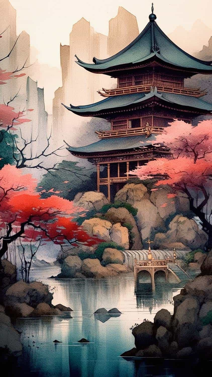Japan Temple Art iPhone Wallpaper 4K  iPhone Wallpapers