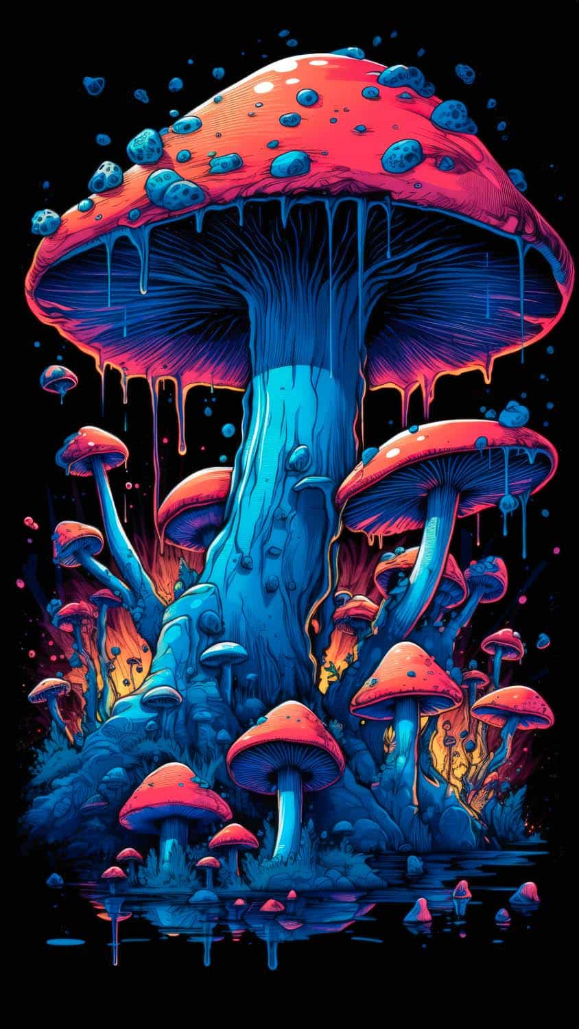 Psy Mushrooms wallpaper by CheshArt  Download on ZEDGE  4962  Trippy  iphone wallpaper Mushroom wallpaper Trippy wallpaper