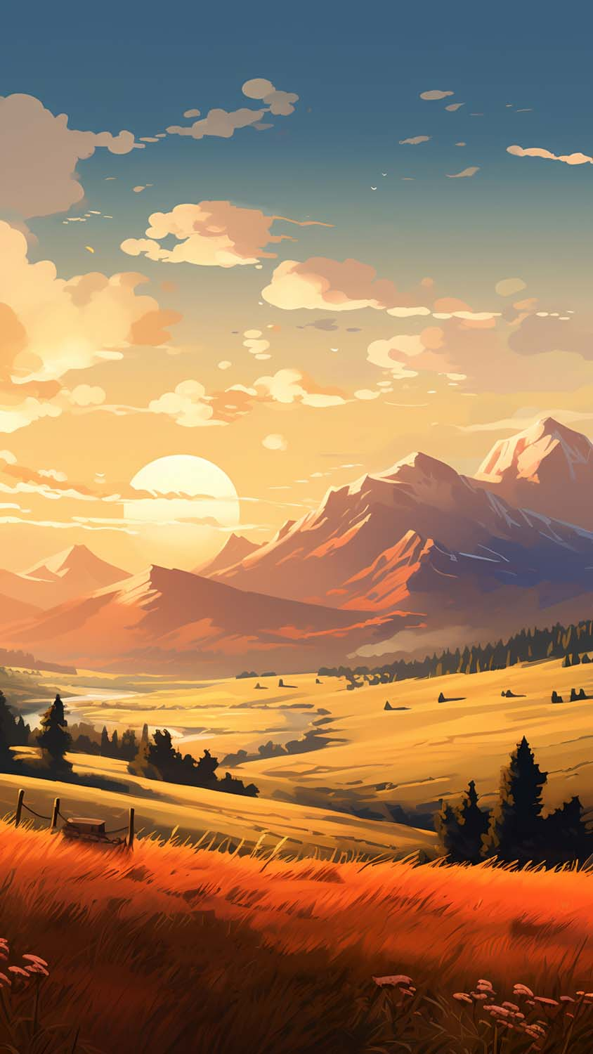 Landscape Mountains Sunset Art iPhone Wallpaper 4K  iPhone Wallpapers