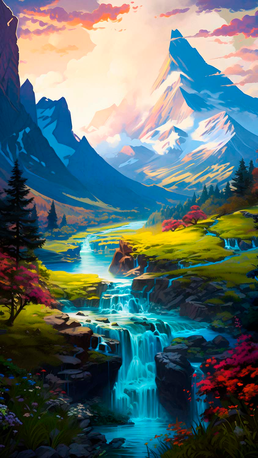 Mountains Waterfall Landscape iPhone Wallpaper 4K  iPhone Wallpapers
