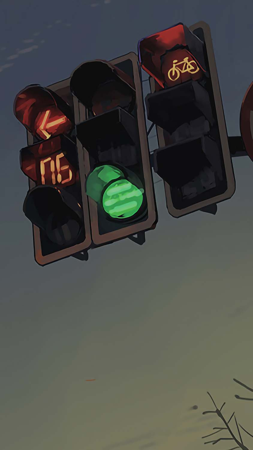 Road sign traffic lights digital art iPhone Wallpaper 4K  iPhone Wallpapers