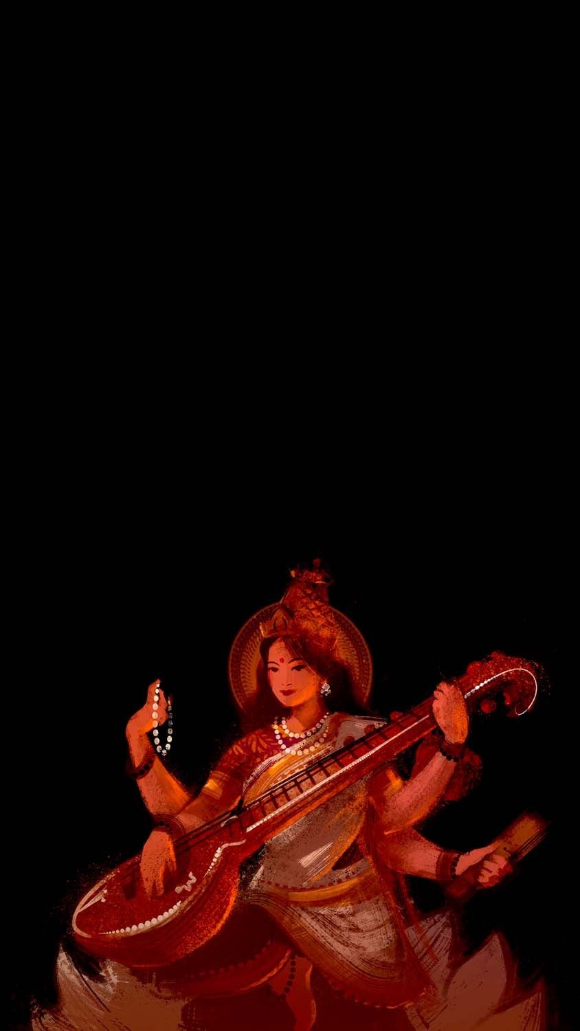 Saraswati iPhone Wallpaper 4K  iPhone Wallpapers