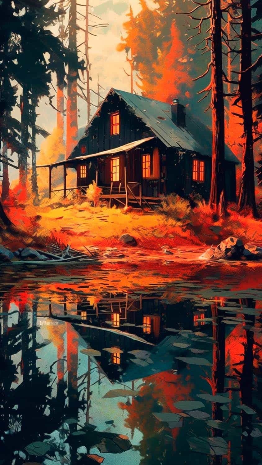 House Reflection Forest Water iPhone Wallpaper 4K  iPhone Wallpapers