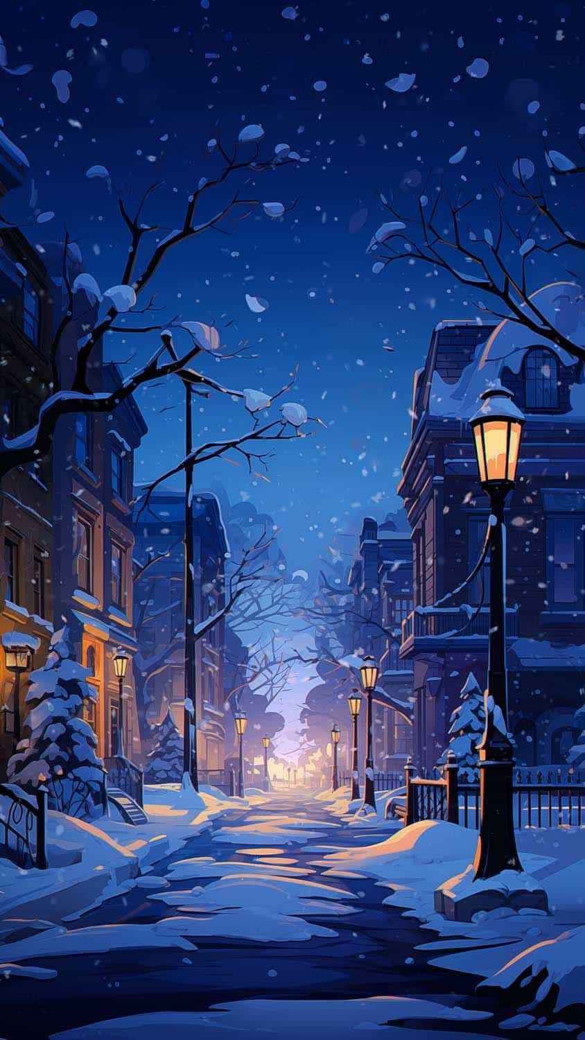 Snowfall Street iPhone Wallpaper  iPhone Wallpapers