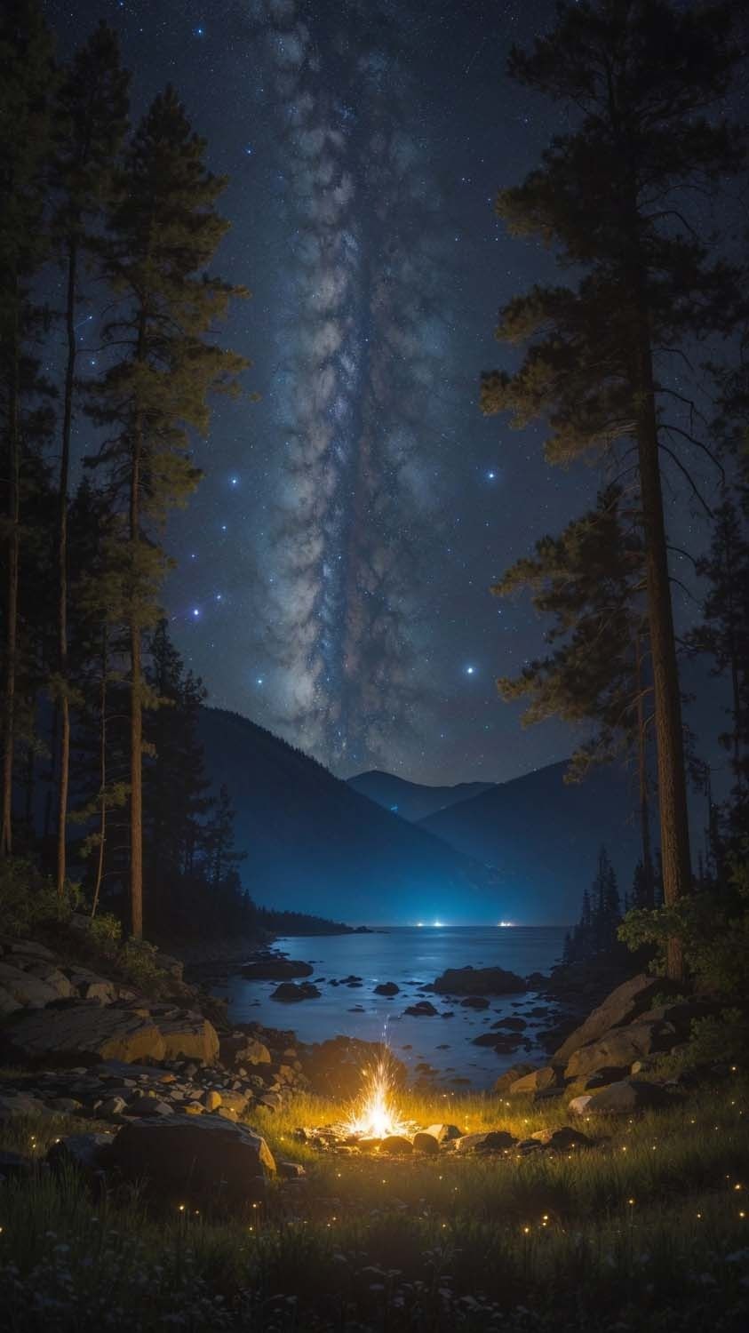Forest Camping Night Milky Way iPhone Wallpaper  iPhone Wallpapers