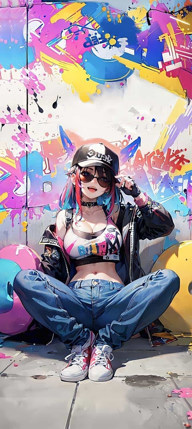 Graffiti Girl Anime  iPhone Wallpapers