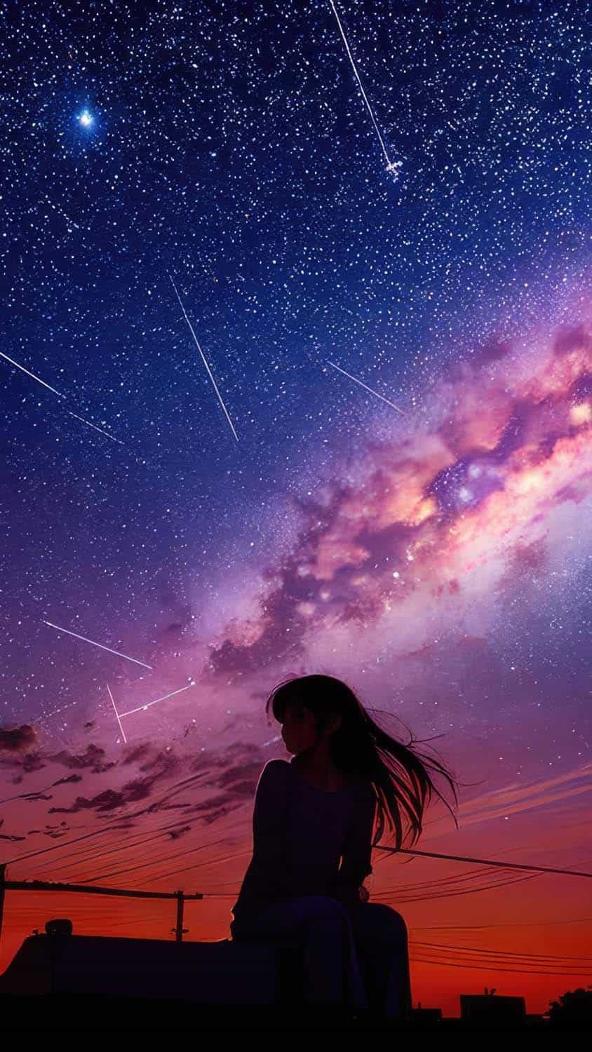 Girl under the starry sky iPhone Wallpaper  iPhone Wallpapers