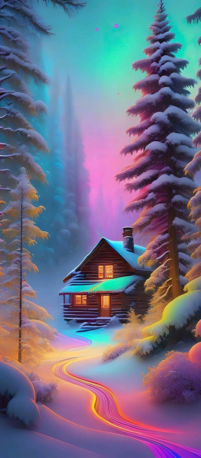Cabin in Snow Forest iPhone Wallpaper  iPhone Wallpapers