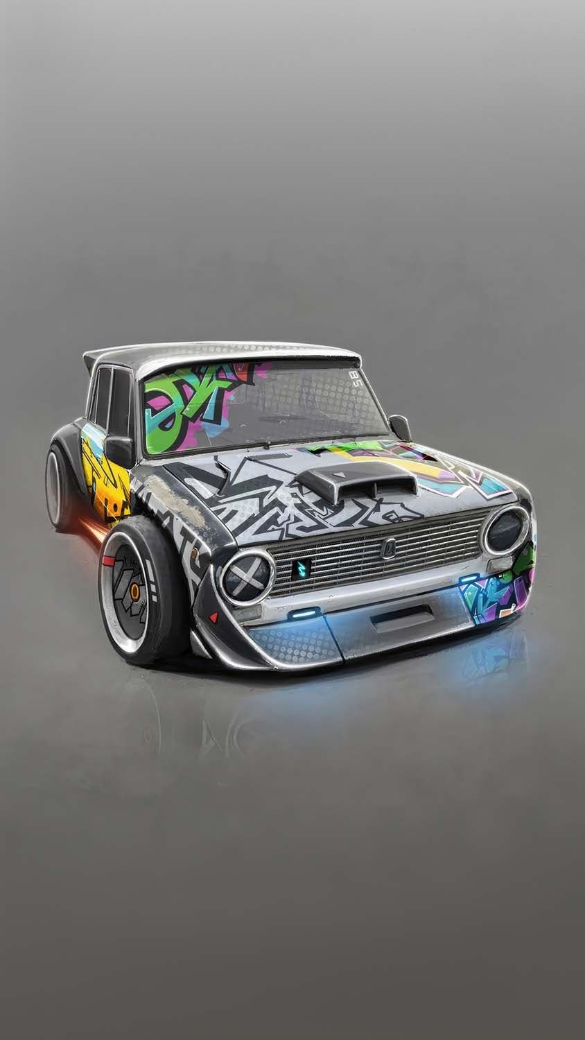 Urban wheels mini graffiti car iPhone Wallpaper  iPhone Wallpapers