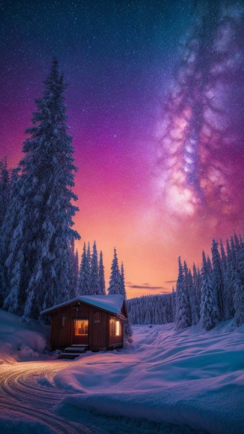 Wooden Cabin in Snow Forest iPhone Wallpaper  iPhone Wallpapers