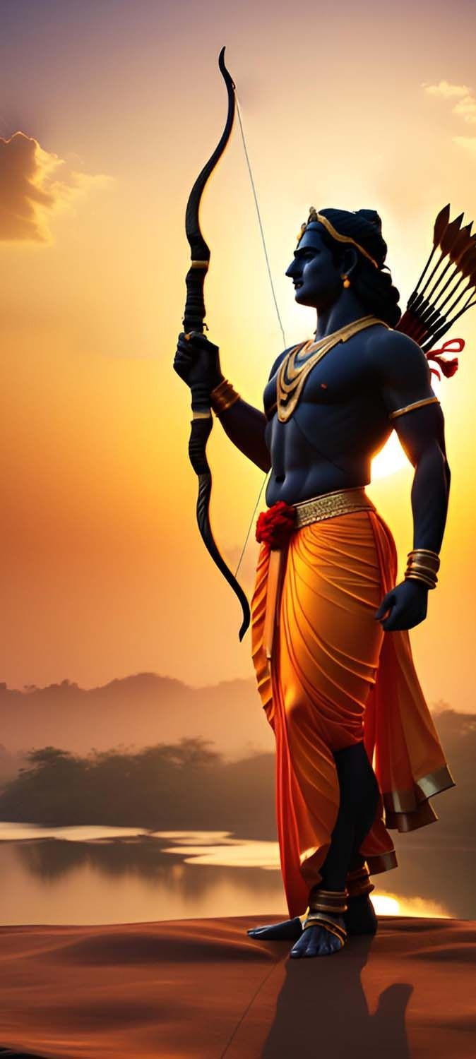 Lord Rama with Bow iPhone Wallpaper