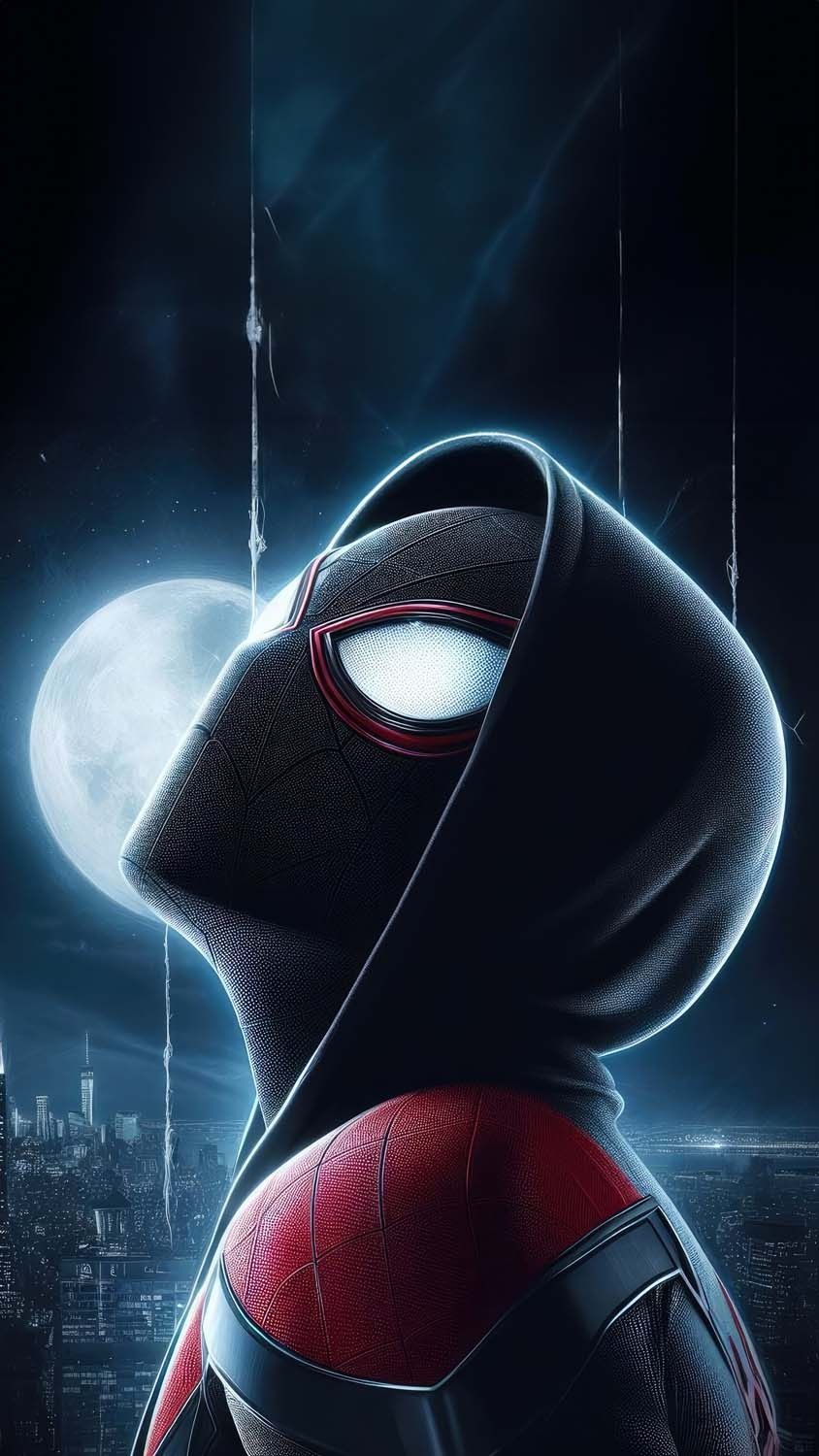 Spider man soars in darkness iPhone Wallpaper