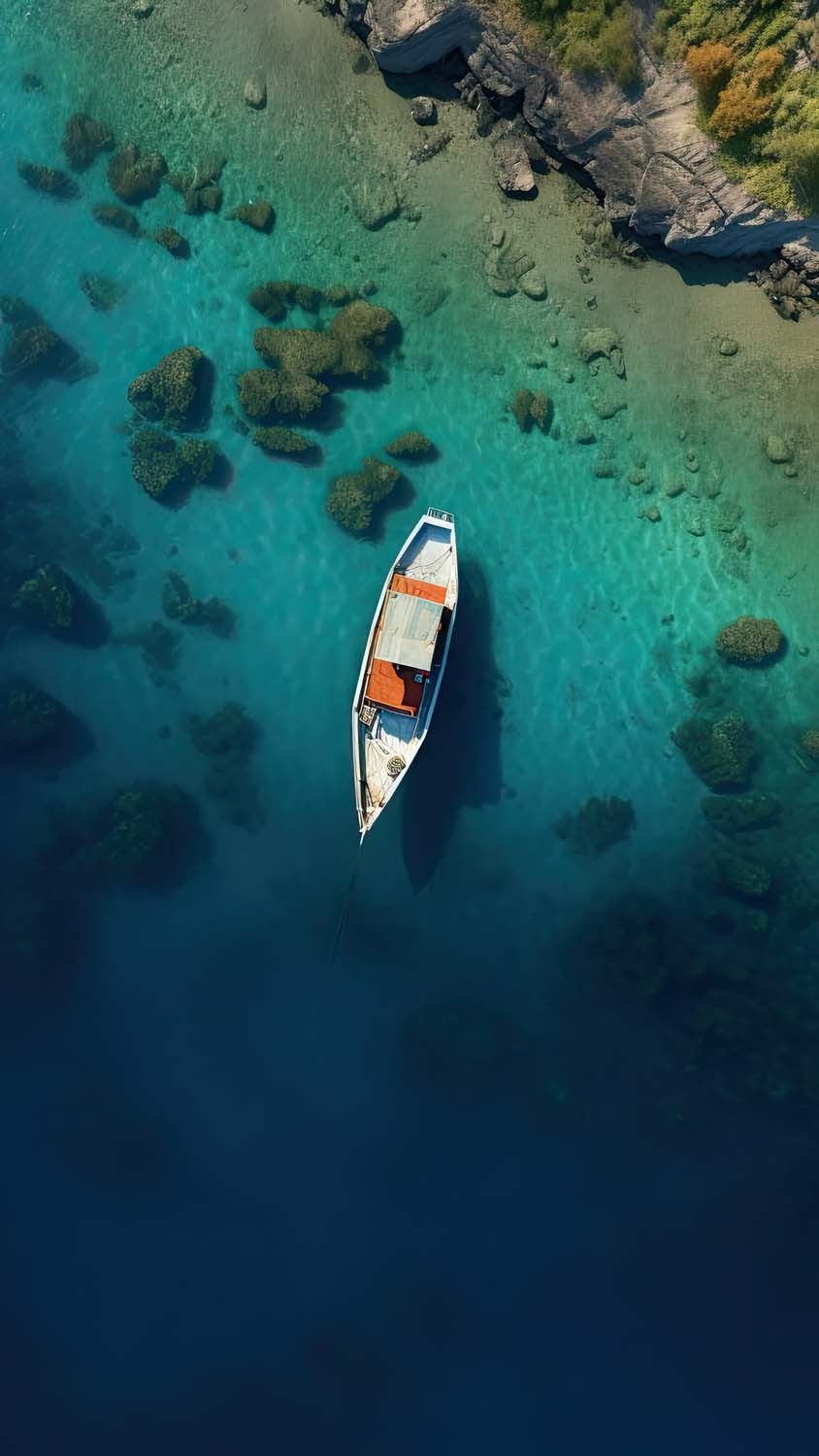Blue Water Boat iPhone Wallpapers