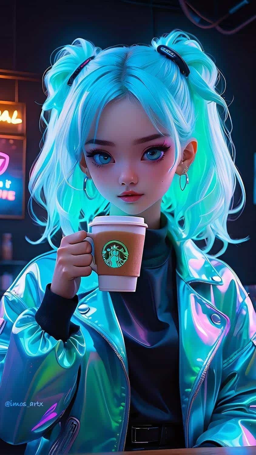 Neon Girl iPhone Wallpaper HD