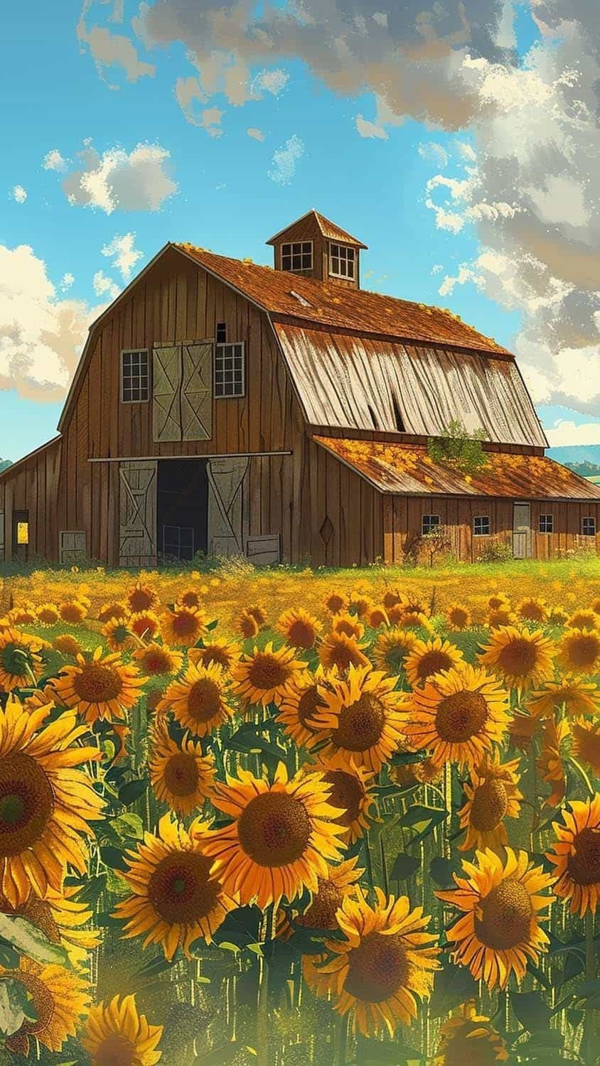 Sunflower Farm By createandwanderart iPhone Wallpaper HD