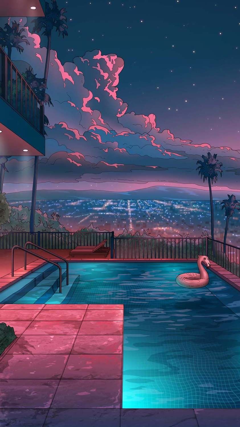 LA City Night Views from Mansion By anarkyart iPhone Wallpaper HD