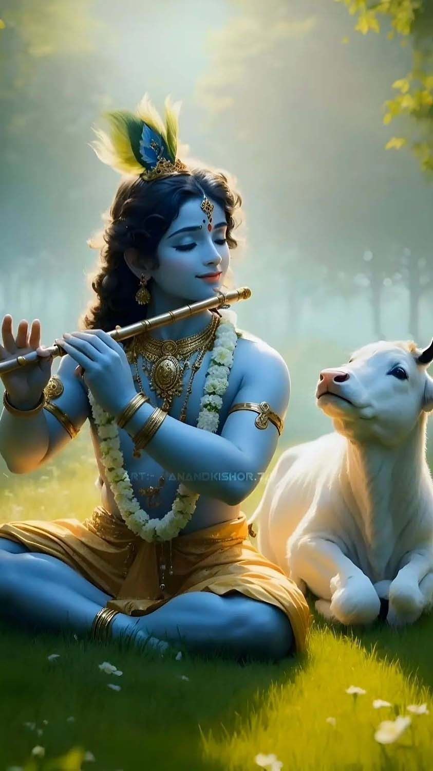 Krishna with Nandi By anandkishor74 iPhone Wallpaper HD