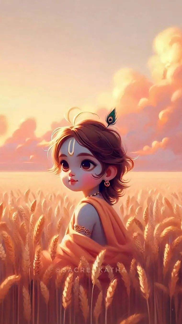 Cute Little Krishna by Sacredkatha iPhone Wallpaper HD