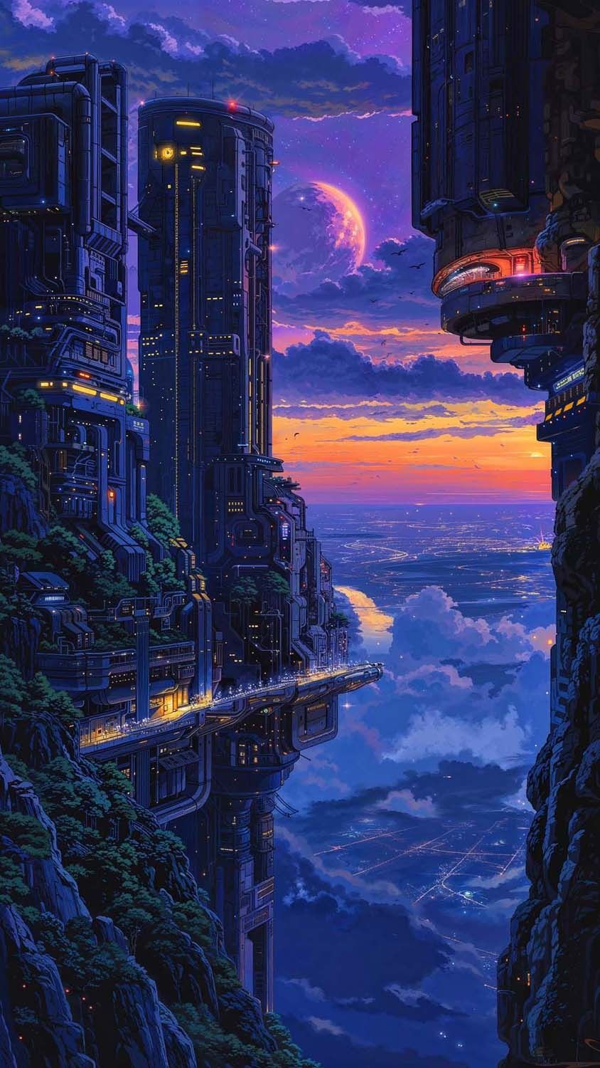 Tall Cyber Towers By midmindarts iPhone Wallpaper HD