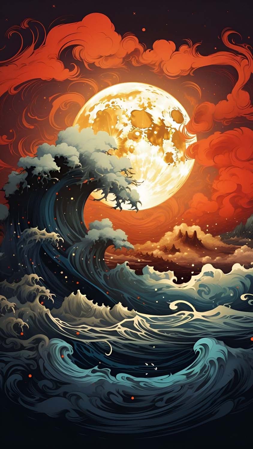 Ocean Supermoon iPhone Wallpaper HD