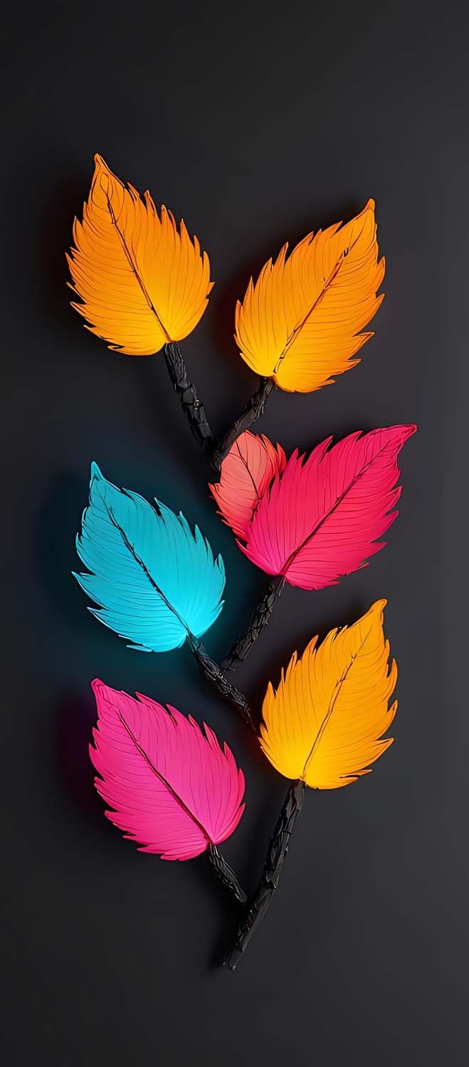 Neon Leaves iPhone Wallpaper HD