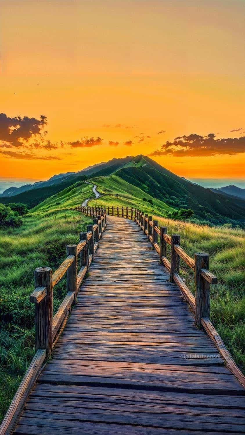 Mountains Pathway Wallpaper