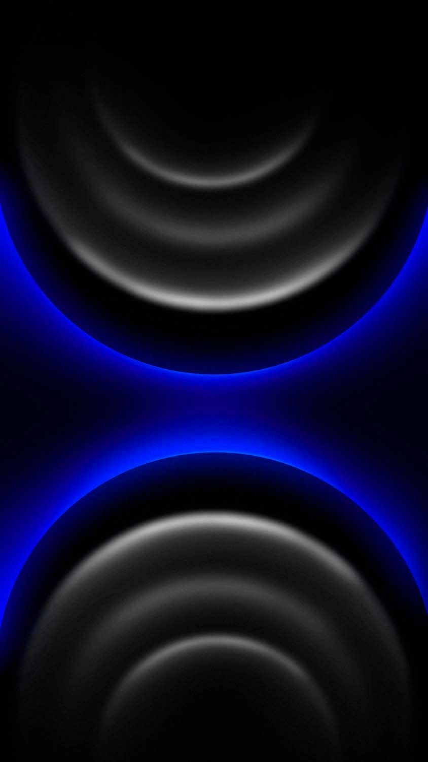 iPhone 16 Pro Neon Blue Circles Wallpaper