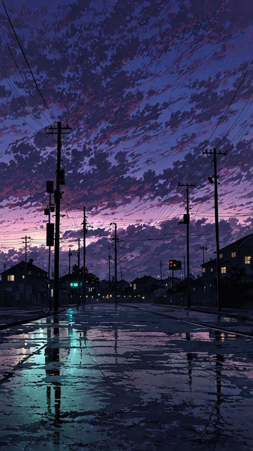 Evening Wet Road Wallpaper