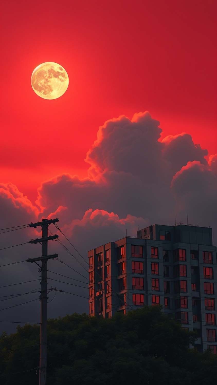 Red Sky Moon Wallpaper