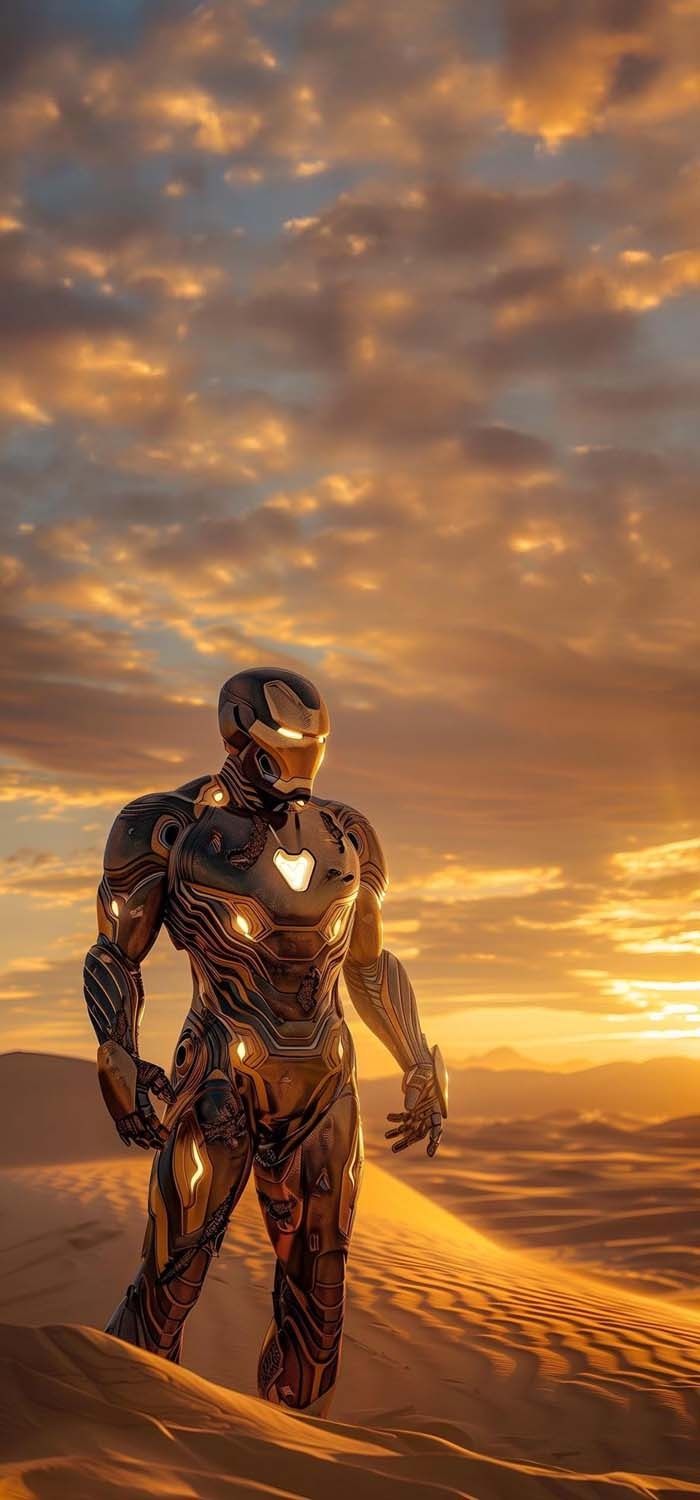 Iron Man in Desert Wallpaper