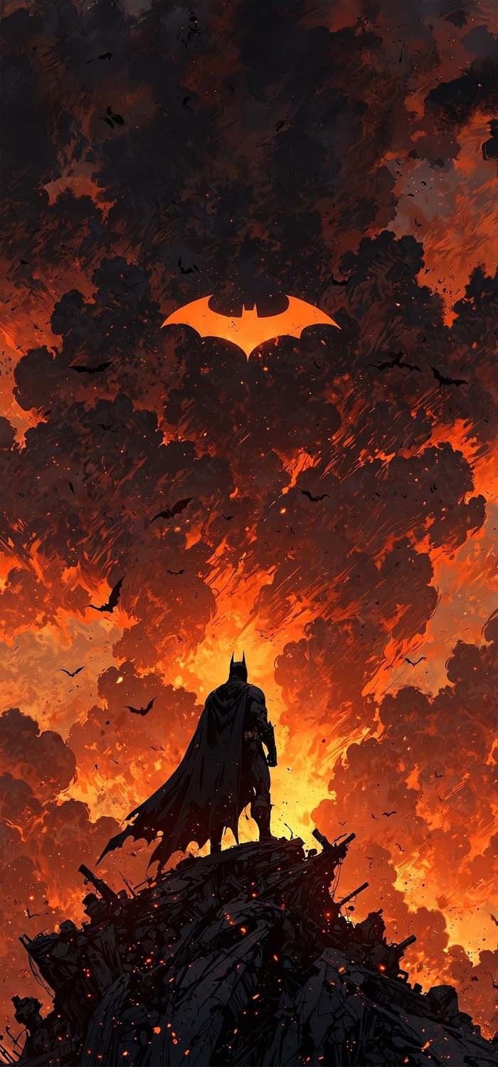 Batman on Fire Wallpaper