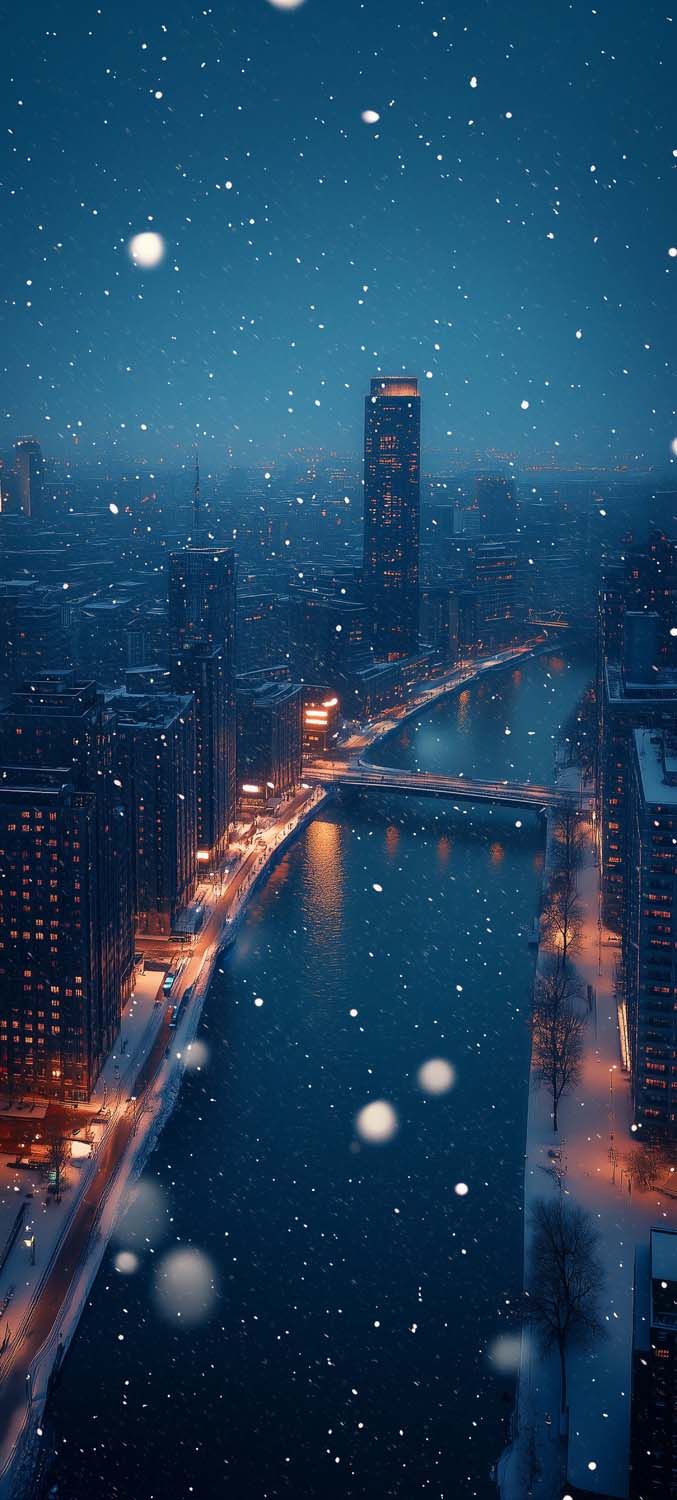 Snowfall City Wallpaper