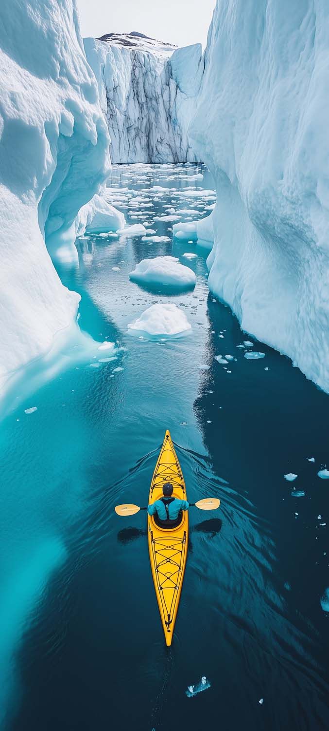 Kayaking in Glacier Water Wallpaper