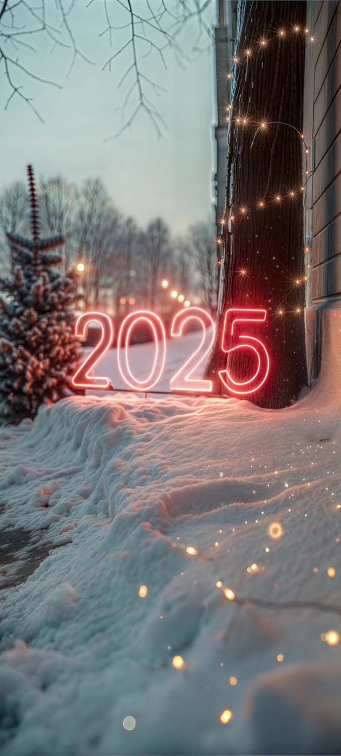 Happy New Year2025 Neon iPhone Wallpaper