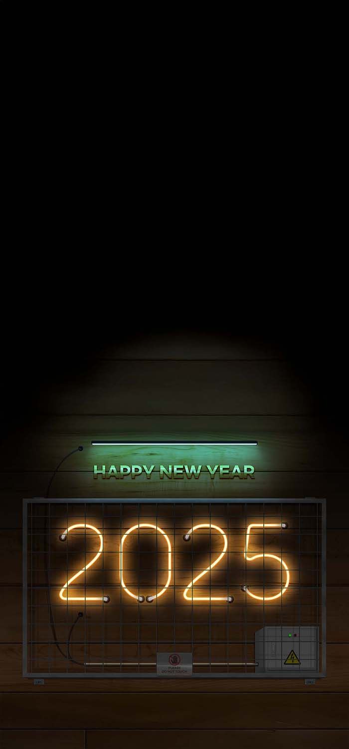 2025 Happy New Year Neon Light iPhone Wallpaper