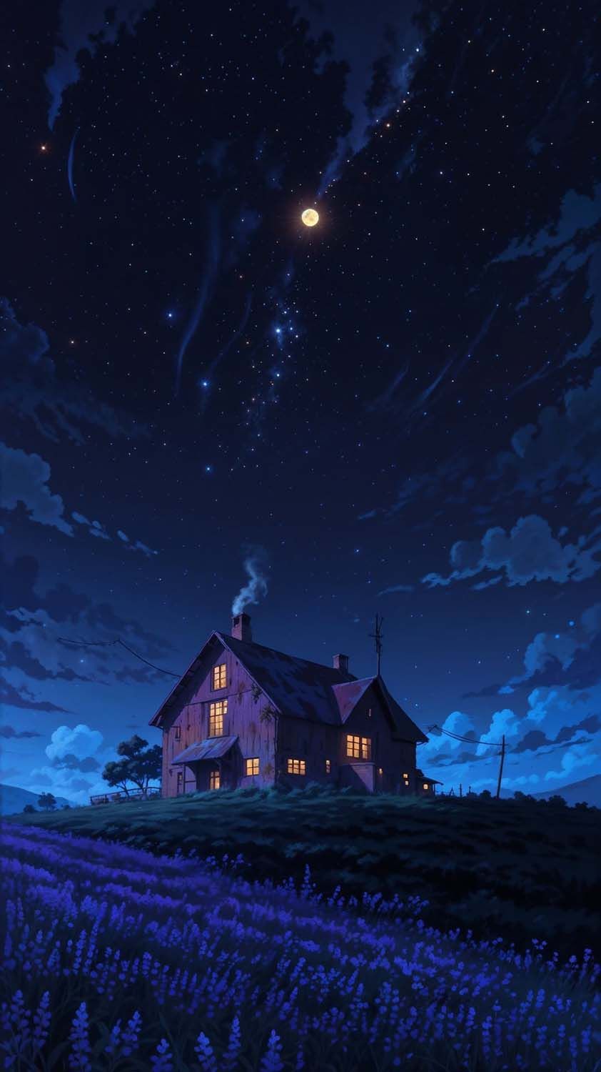 Farm House Night iPhone Wallpaper